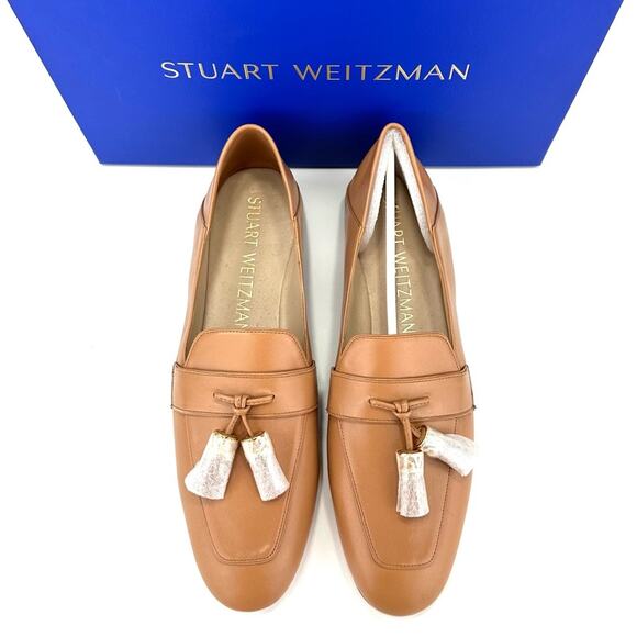 Stuart Weitzman Wylie Women Flat Loafer/Mule Size 11 Tan Luxe Leather Tassel New - Picture 3 of 12